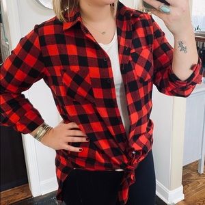 Buffalo Plaid Button Down Tunic